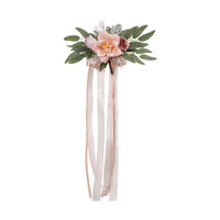 Chair Back Flowers with Ribbons Tied-on Floral Arrangement Realistic for Brides