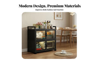 Kitchen Storage Cabinet with Doors Rust Resistant Metal Storage Cabinet on Wheels Heavy Duty Multi-Tier Kitchen Rack for Homeowners, Renters, Washroom