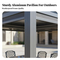 Aluminum Rigid-Roof Pergola Weather Resistant Modern Outdoor Pergola Rainproof Modern Aluminum Pavilion for Families, Courtyard, Deck