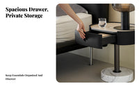 Nightstand with Storage Modern Design Bedroom Furniture Stone-Patterned Top