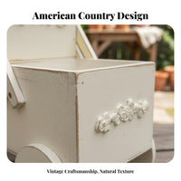 Vintage Mini Pushcart Planter Solid Wood 3-Tier Wooden Planter Cart Distressed Finish Rustic Tiered Storage Trolley for Garden, Desktop, Store Display