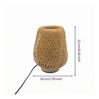 Woven Bamboo Lamp Lattice Weave Woven Lantern Lamp Natural Wood-Toned