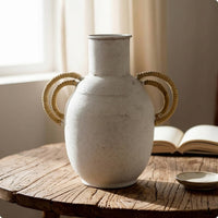 Iron Vase with Handles Lightweight Rustic Metal Vase Minimalist for Decorators, Shelf