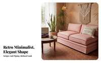 Retro & design Armless Striped Settee Farmhouse Look Armless Two-Seater Settee Space-Saving Banquette Sofa Sturdy Construction for Apartment Dwellers, Interior Decorators, Small areas, Living Room, Bedroom, Entryway