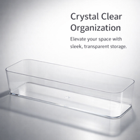 Storage Boxes for Shelves, Rectangular Organizer for Wardrobe Desk, Stackable Transparent Drawer Tray 1L