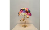 Cute Table Lamp with Floral Shade Decorative Rose Lamp Elegant Accent Light Gold-Tone for Bedroom, Living Room, Vanity