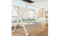 Foldable Clothes Drying Rack Freestanding Drying Rack with Hanging Bar Compact Free-Standing Airer Indoor for Balcony