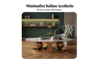 Minimalist Design Oval Coffee Table with Sculptural Base Italian-Inspired Home Furniture Modern aesthetic appealSaving for Small Apartment Dwellers, Homeowners, Living Room, Studio, Lounge Area, Office