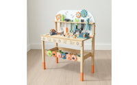 Wooden Repair Bench Storage Shelf Wooden Tool Bench Easy to Assemble Kids Workbench for Playroom
