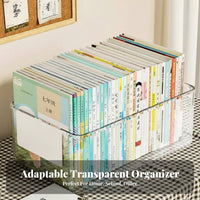Extendable Book organizer Transparent frame lessonroom container Rolling casters for educators