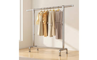 Floor-Standing Clothes Rack with Shelf Freestanding Garment Rack with Shelf Open Storage Minimalist for Bedroom, Laundry Room, Balcony, Entryway