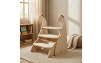 Dinosaur Step Stool Easy to Assemble Wooden Climbing Stool Snagless Furniture for Kids, Children, Lavatory, Kitchen, Bedroom