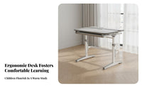 Adjustable Study Desk and Chair Set Tiltable desktop Adjustable Desk and Chair Set Book Holder Rounded Corners for Students