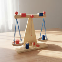 Early Education Wooden Balance Scale Educational Wooden Weighing Toy STEM Learning Balance Game Set Child-Centered for Preschoolers, Kids, Kindergarten, Classroom
