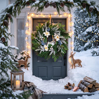 Wreath with Owl Figures Woodland Frosted Berry-Like Clusters Wreath Festive