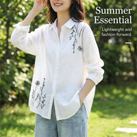 Embroidered Shirts for Women with Loose Fit Design, Casual White for Summer and Everyday Wear, Plus Size Blouse UK