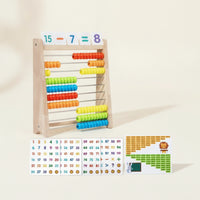 Arithmetic Learning Frame Preschool Bead Counting Frame with Cards Wooden Abacus Colorful Toy Hands-on for Preschoolers