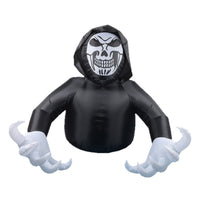 Halloween Inflatable Grim Reaper Scary Grim Reaper with Skull Face Spooky Hooded for Lawn, Porch