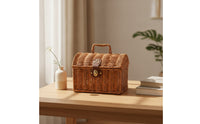 woven Basket with Lid and Handle Rattan picnic Basket with Handle Lidded for Picnics, Gift Packaging