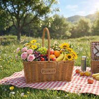 Hand-Woven Flower Basket Portable Rattan Flower Basket Versatile for Home Stylists, Event Planners, Photography Prop, Living Room, Washroom
