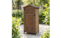 Vertical Outdoor Cabinet with Pitched Roof Freestanding Garden Storage Cabinet Long-Lasting Garden Shed Heavy-Duty for Gardeners
