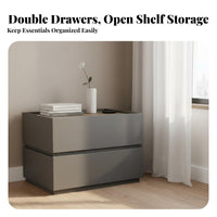 C-Shaped Accent Table with Drawer Space-Saving Design Nightstand flexible Use