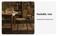 Cane Rear Side Chair Stackable Home Seating Vintage Design Long-Lasting for Homeowners, Restaurant Owners, Kitchen