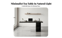 Easy to Clean Solid Wood Tea Table Safe Rounded Edges Japanese Design Tea Table Space Saving Wabi-Sabi Design Desk High Load Capacity for Design Enthusiasts, Families, Homeowners, Balcony, Study Room, Bay Window, Bedroom