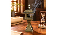Chinese Incense Burner Lantern-Inspired Antique Bronze Incense Burner Home Decor Pointed Finial House Decoration Pedestal Base
