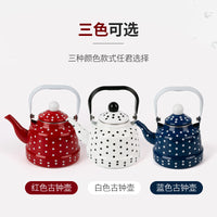 Thick Enamel Polka Dot Cold Water Pitcher with Steel Handle