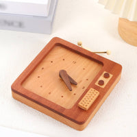 Wooden Alarm Clock Warm Brown Retro Desk Clock Analog Dial Table Decoration