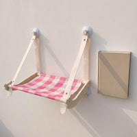 Cat Window Perch with Metal Frame, Strong Suction Cup Cat Bed and Hammock for Indoor Sunbathing, No Drill Cat Window Seat for Window Sill