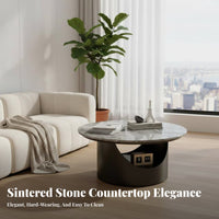double-level circular table Sintered Stsingle Top Home Furniture Minimalist Design Sturdy Construction for Lounge
