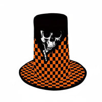 Halloween Top Hat 3D Digital Print Checkered Top Hat Stage Performance Dressing up Accessory for Costume Party