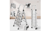 Aluminum Step Ladder with Anti-Slip Treads Sturdy Foldable Household Ladder Space-Saving Folding Step Stool Long-Lasting for Homeowners