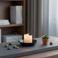 Black Candle Holder Stable Base Pillar Candle Holder Sturdy Iron for Living Room