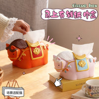 New Chinese Style Tissue Box with Horse and Money Design for Living Room