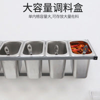 Wall-Mounted Seasoning Rack with Stainless Steel Food Pans