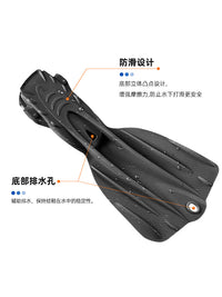 Scuba Diving Fins with Spring Straps, Open Heel, for Deep Diving Training