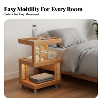 2-Tier Rolling Nightstand Multifunctional Multi-Tier Rolling Cart Space-Saving
