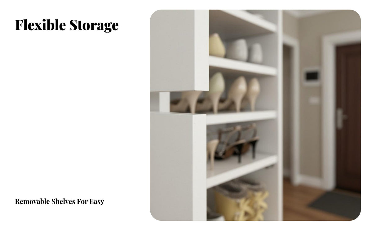 Space-Saving Narrow Shoe Cabinet Dust-Proof Vertical Shoe Storage Rack Large Capacity Slim Corner Storage Shelf Sturdy Shelving for Apartment Dwellers, Families, Homeowners, Small Areas, Hallway, Closet, Bedroom