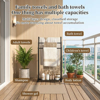 Multifunctional Bathroom Towel Rack with 3 Shelves, Carbon Steel, Powder Coated