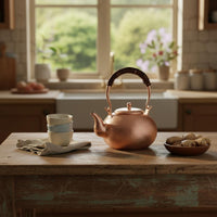 Copper Teapot Hammered Surface Copper Kettle Decorative Design Hook Handle Teapot for Boiling Water
