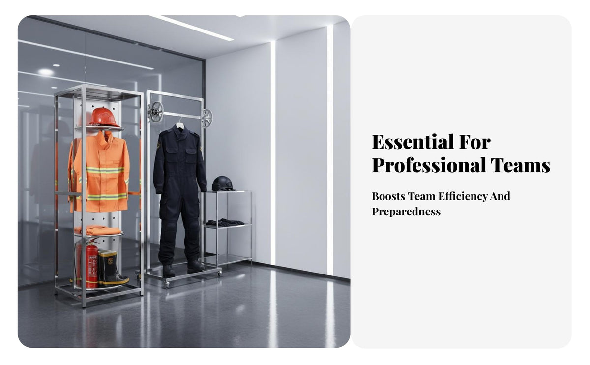 Firefighter Gear Rack Rust Resistant Rotating Fire Suit Stand Heavy Duty Stainless Steel Bunker Gear Locker for Firefighters, Emergency Responders