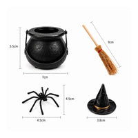 Halloween Decoration Set Dark Textured Finish Halloween Pot Straw Bristles