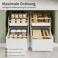 Kitchen Organizer 40cm Deep, Powder-Coated Drawer Unit, Extendable Cabinet Basket, Under-Sink Storage Rack