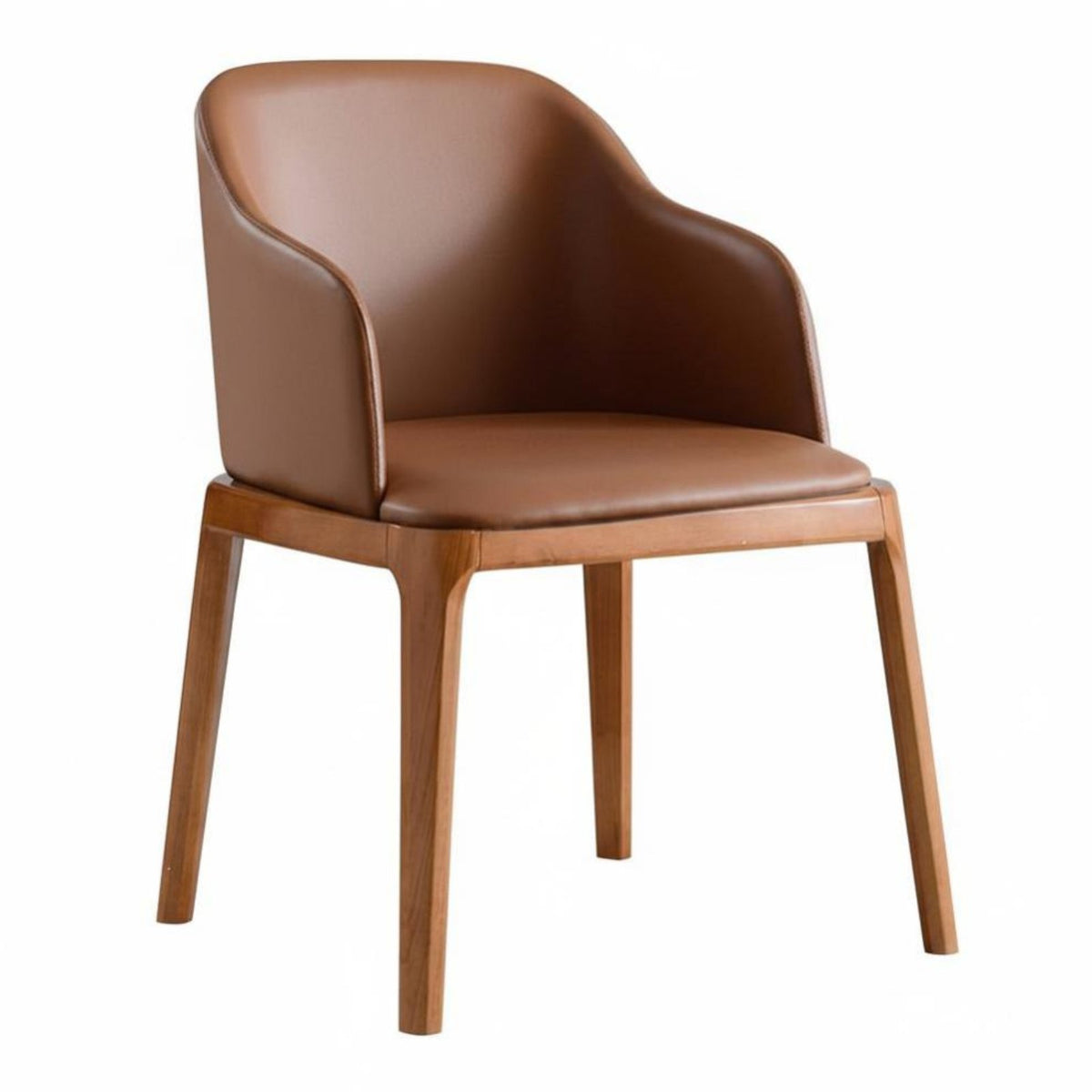 Upholstered Armchair with Wood Legs Nordic Design Dining Chair Modern Minimalist Easy Assembly for Hoteliers, Hotel, Living Room
