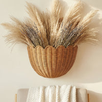 Half-Round Scalloped Wall Basket Space-Saving Wall-Mounted Storage Basket Decorative Rustic for Entryway