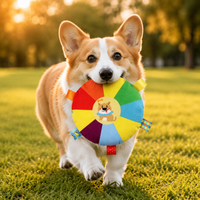Squeaky Dog Flying Disc, 15cm Multicolored Fabric Dog Training Toy, Interactive Pet Toy for Outdoor Playtime