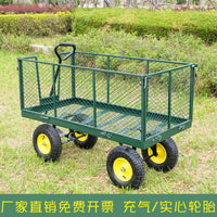 搬运拉货小推车花园四轮静音手推车搬运载重家用运货车